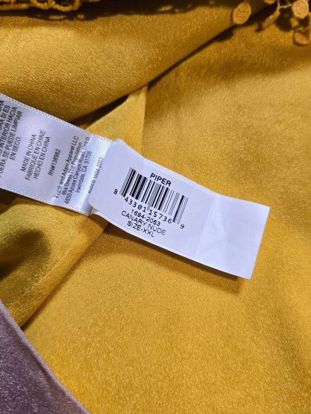 Dress The Population Yellow Crochet Lace Dress XXL EUC - Picture 8 of 10